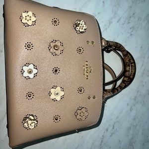 Beige 3-D Flower Coach Purse